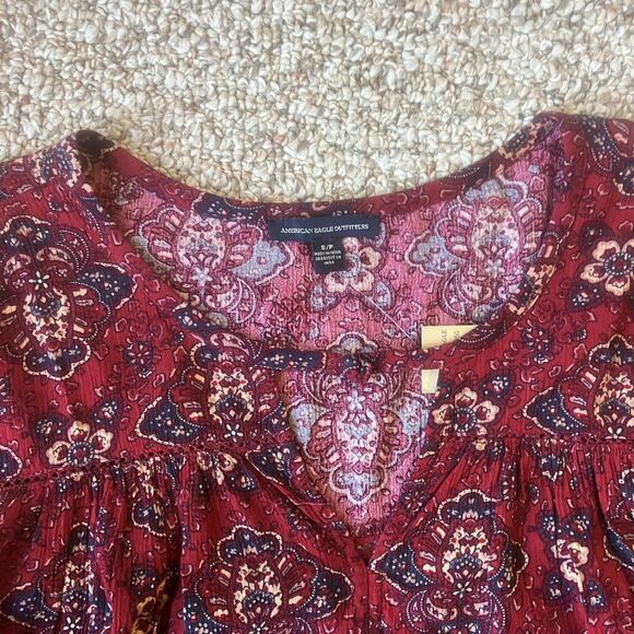 NWT American Eagle Womens Oversized Tunic Dress Size S Boho Floral 3/4 Sleeve - Picture 3 of 10